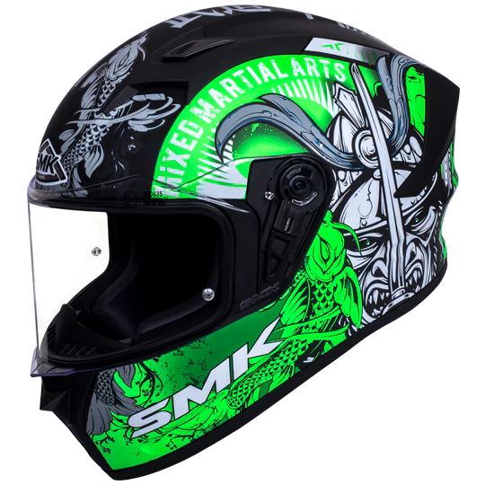 SMK Stellar Samurai Gloss Black Grey Blue (GL268) Helmet