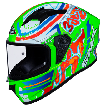 SMK Stellar Graffiti Gloss Neon Red Blue (GL837) Helmet