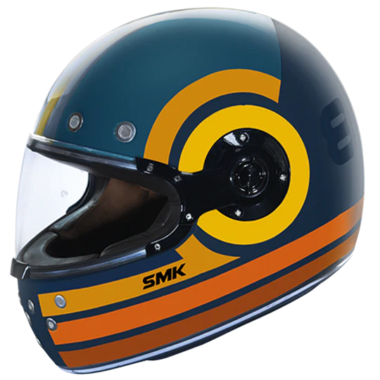 SMK Retro Ranko Blue Orange Yellow Gloss (GL574) Helmet