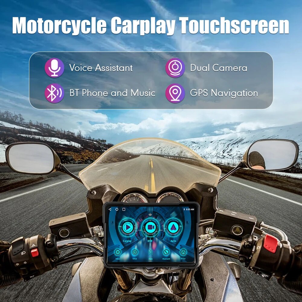 LBC S3L IPX7 Waterproof 7 Inch Touch Screen Motorcycle Android Auto/Carplay GPS Device(Display Only)