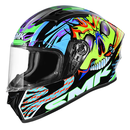 SMK Stellar Skull Black Grey Blue Matt (MA245) Helmet