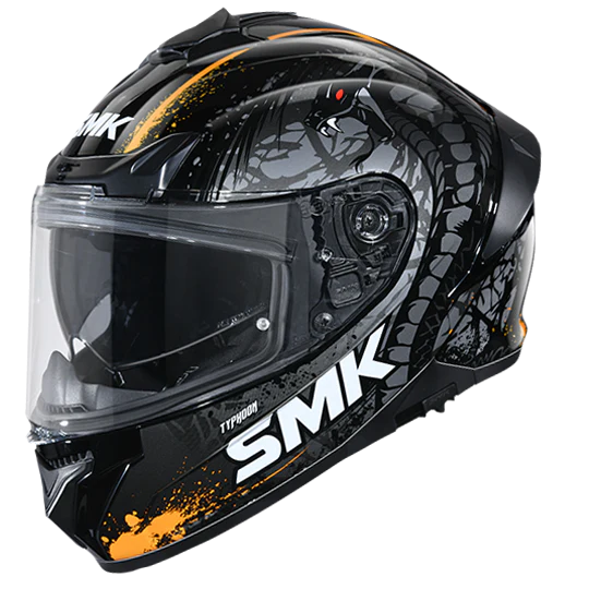 SMK Typhoon Reptile Black Grey Orange Gloss (GL267) Helmet