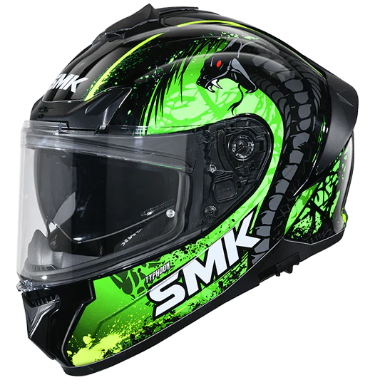SMK Typhoon Reptile Black Green Yellow Matt (MA284) Helmet