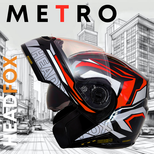 NF2 METRO GLOSS RED FLIP-UP DOUBLE VISOR HELMET