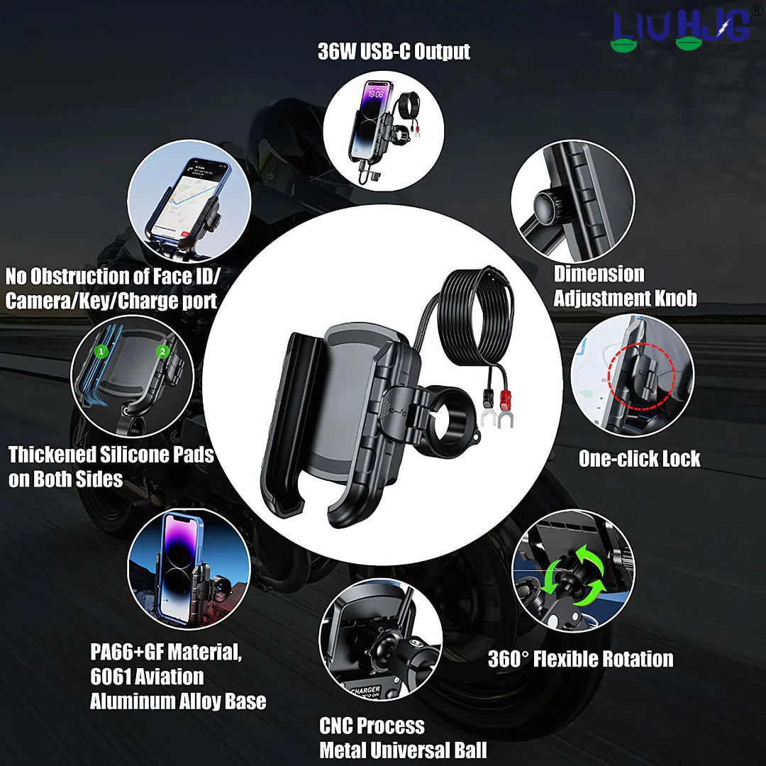 LIU HJG PRO MOBILE HOLDER WITH USB CHARGER FOR BIKE R8
