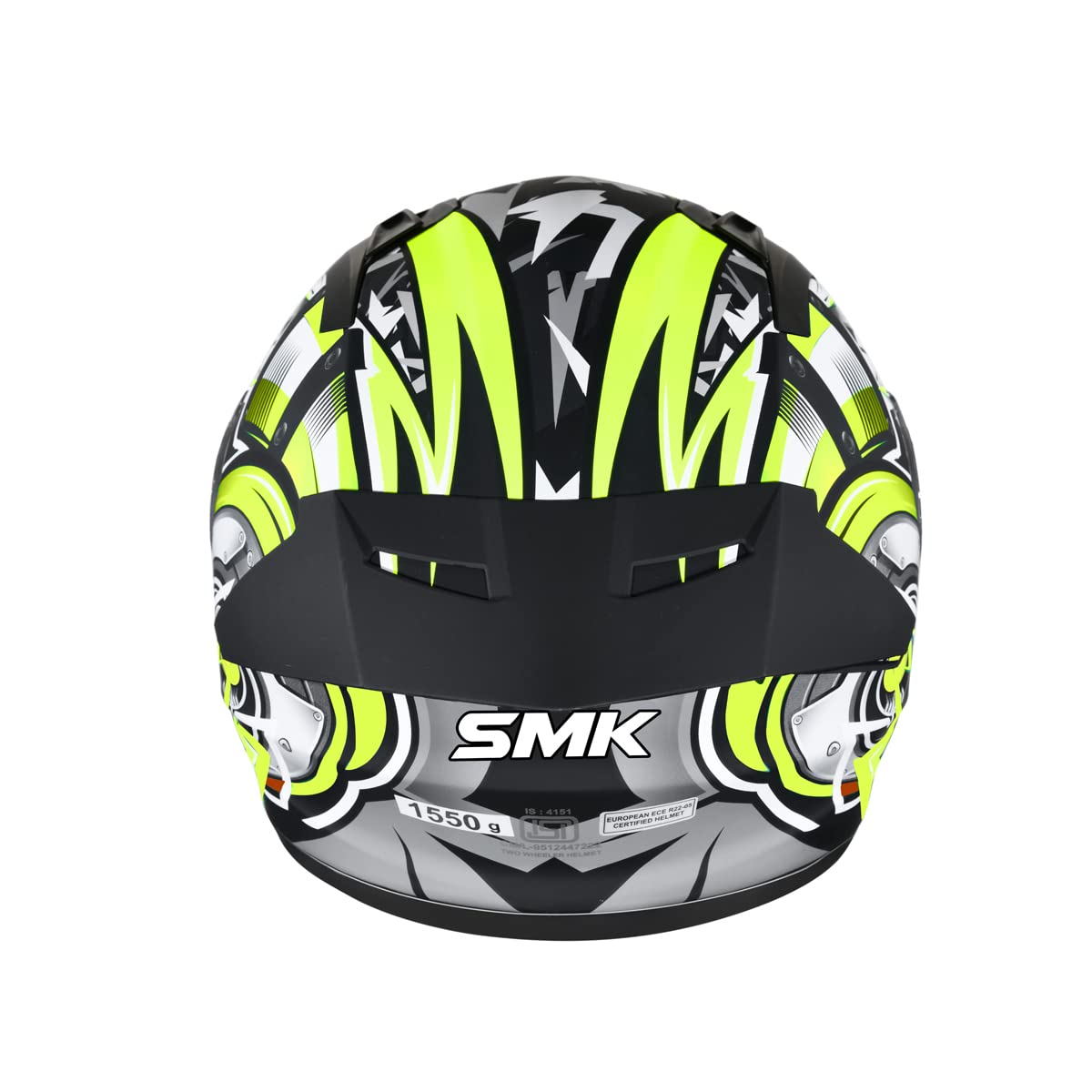 SMK Stellar Sports Turbo Gloss Black Yellow (GL246) Helmet