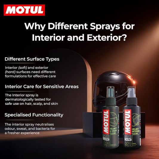Motul Helmet Care Kit -Helmet Visor & Interior Cleaner Spray with Bactericide Sanitizer