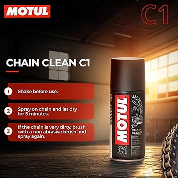 Motul Combo of C2 Chain Lube (150 ml) and C1 Chain Clean for All Bikes (150 ml)