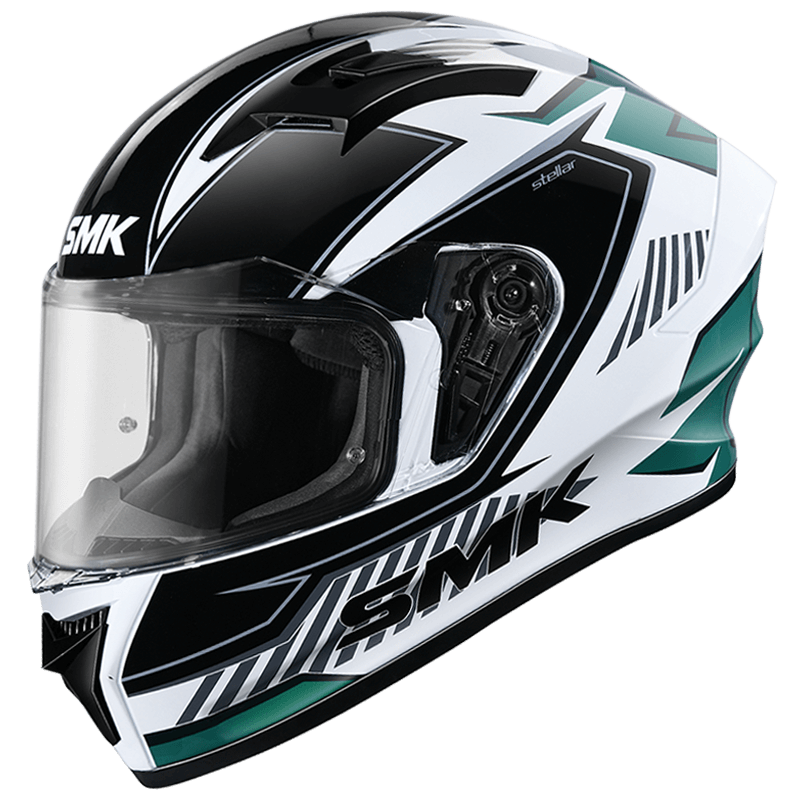 SMK Stellar Adox Helmet MA182 - Matt White Green Black