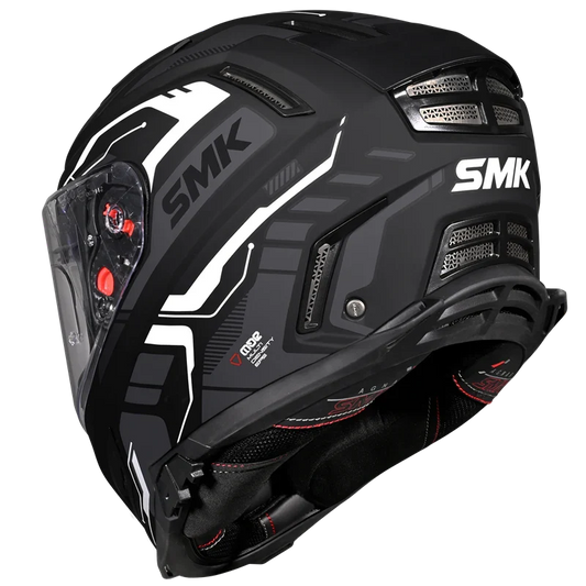 SMK Agnar Tektron Gloss Black Grey White (GL261) Helmet