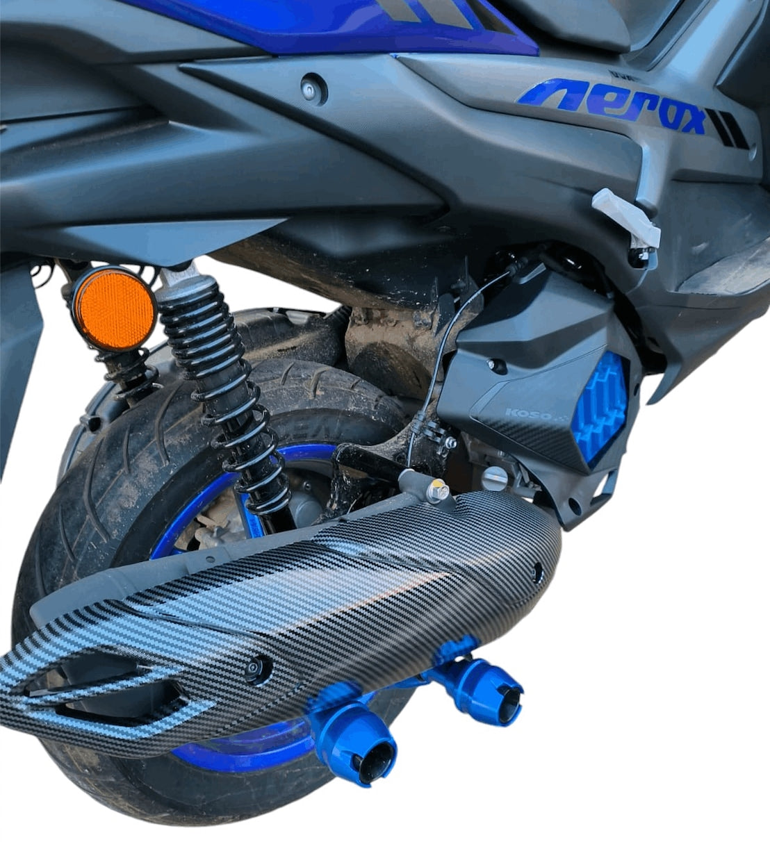 YAMAHA AEROX ACCESSORIES INDIA YAMAHA AEROX EXHAUST SILENCER PLATE COVER CARBON FINISH