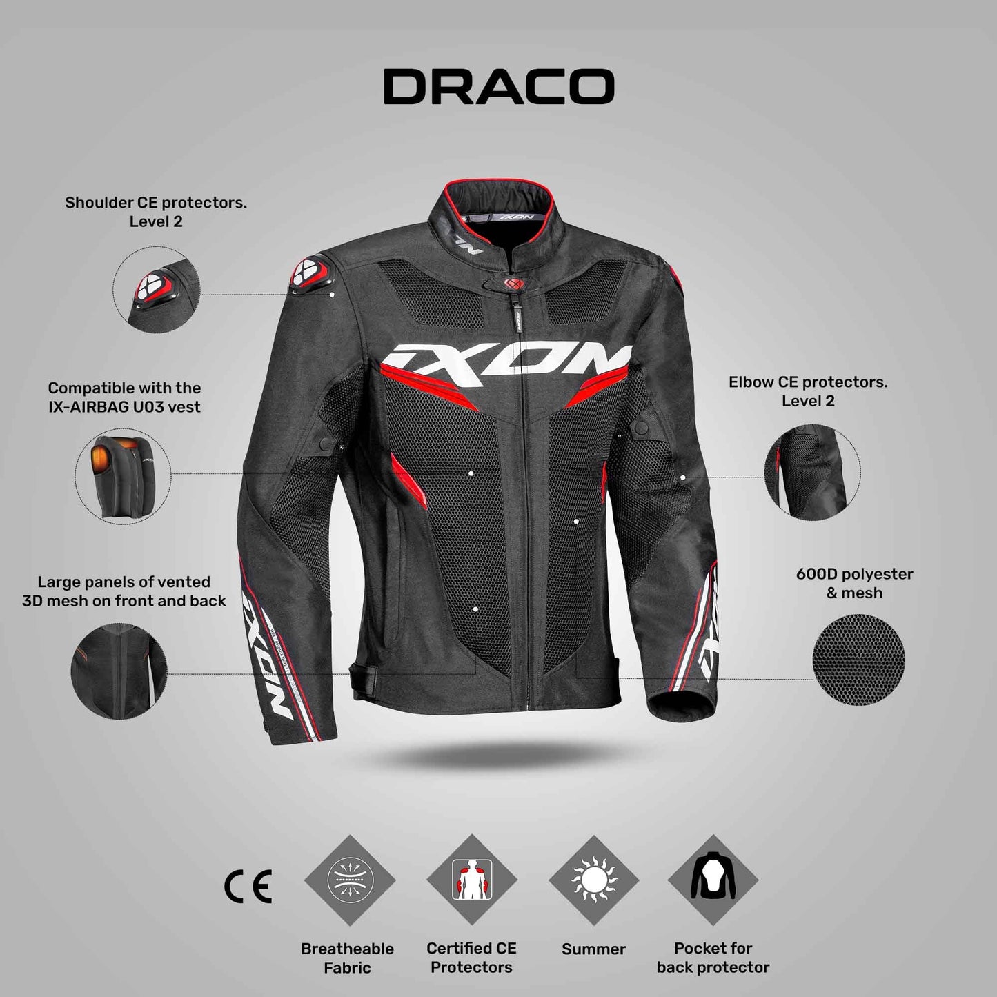 Draco Jacket -Black/White/Red