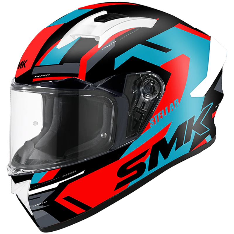 SMK Stellar Sports K Power Matt Black Blue Red (MA253) Helmet
