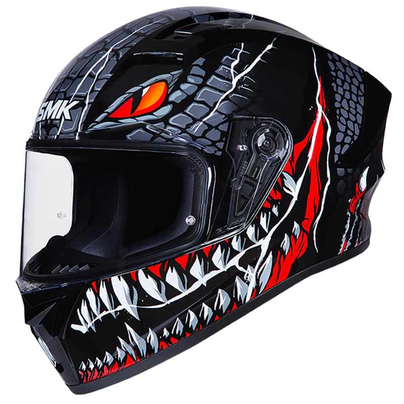 SMK Stellar Sports Taotei Gloss Black Grey Red (GL263) Helmet