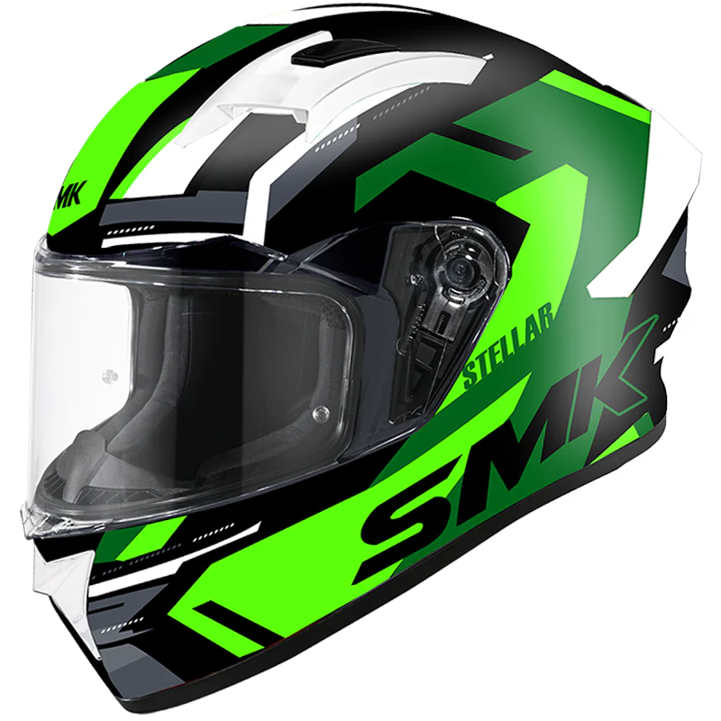 SMK Stellar Sports K Power Matt Black Green Grey (MA286) Helmet