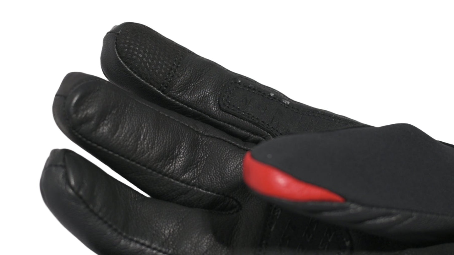 ls2 full gauntlet waterproof gloves black/red