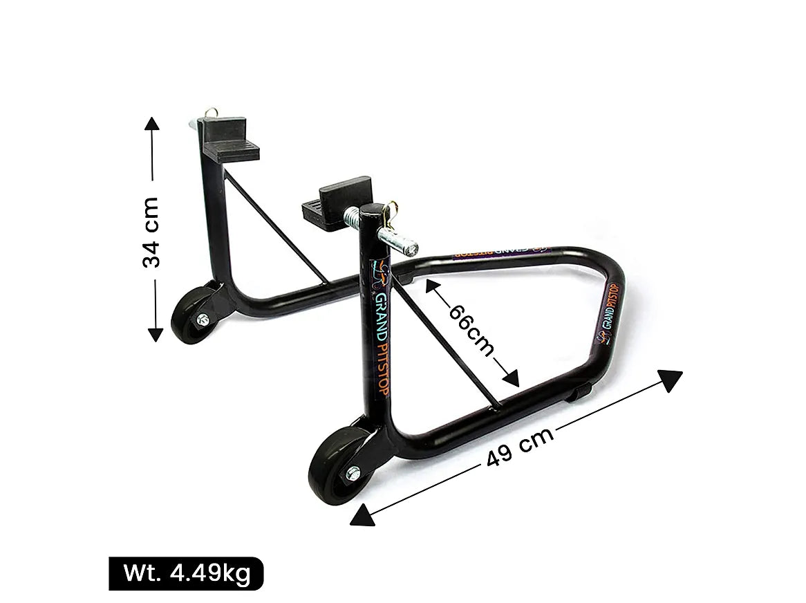 Non-Dismantable Classic Rear Paddock Stand without Skate Wheels - Black - (Bike Wt upto: 350 kgs)