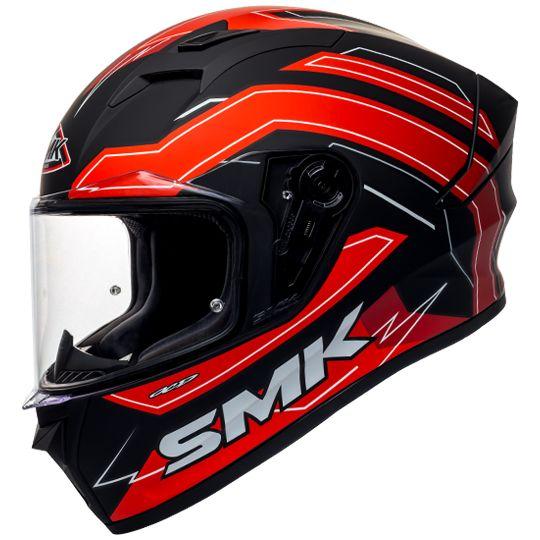 SMK Stellar Bolt Full Face Matt Black Red Helmet (MA231)