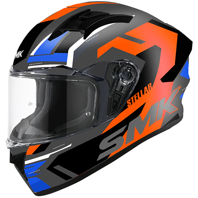 SMK Stellar Sports K Power Gloss Grey Red Blue (GL635) Helmet