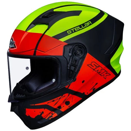 SMK Stellar Squad Matt Black & Orange Helmet - MA234