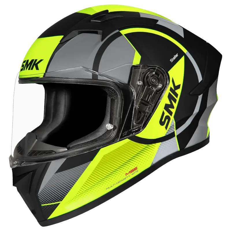 SMK Stellar Sports Faro Glossy Black Green Yellow (GL264) Helmet
