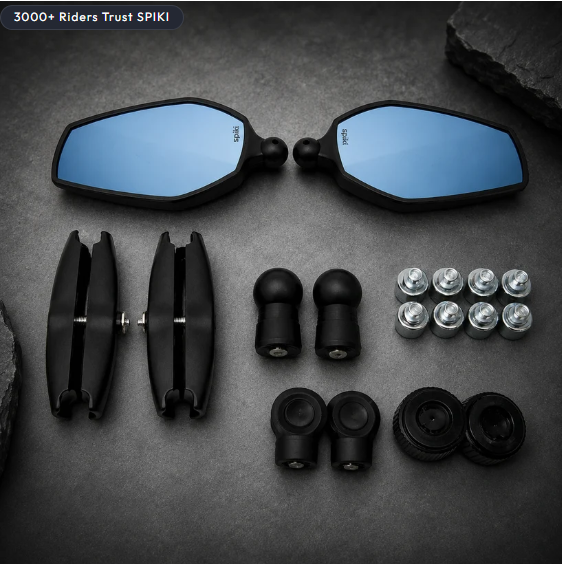 SPiKi (NOMAD SERIES) Adventure 4.0 Motorcycle Mirrors | Dino-Lock Adjustment | 360° Rotatable Universal Side Mirrors For Road & Off-Road Riding (UPGRADED)