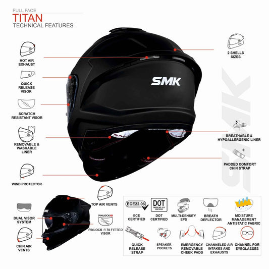 SMK Titan Sporter Matt White Black Red (MA235) Helmet