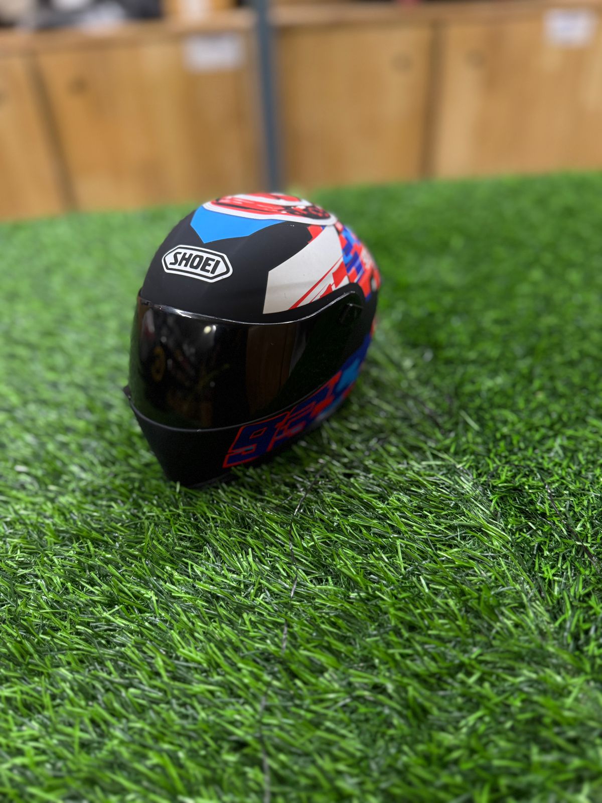 Shoei Black Blue Miniature Helmet