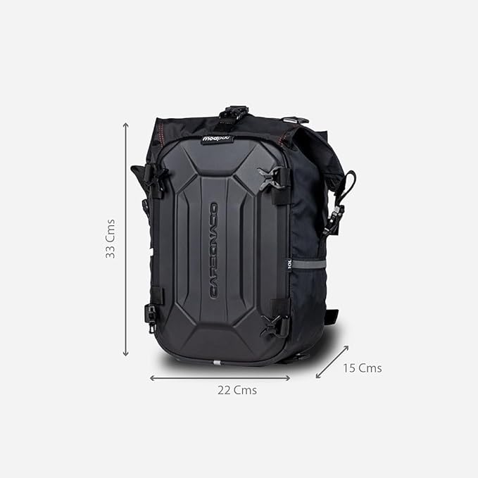 Carbonado Modpac 10L Pro | Hardshell | 100% Waterproof Motorcycle Backpack | Saddle Bag | Crash Guard Bag (Black)