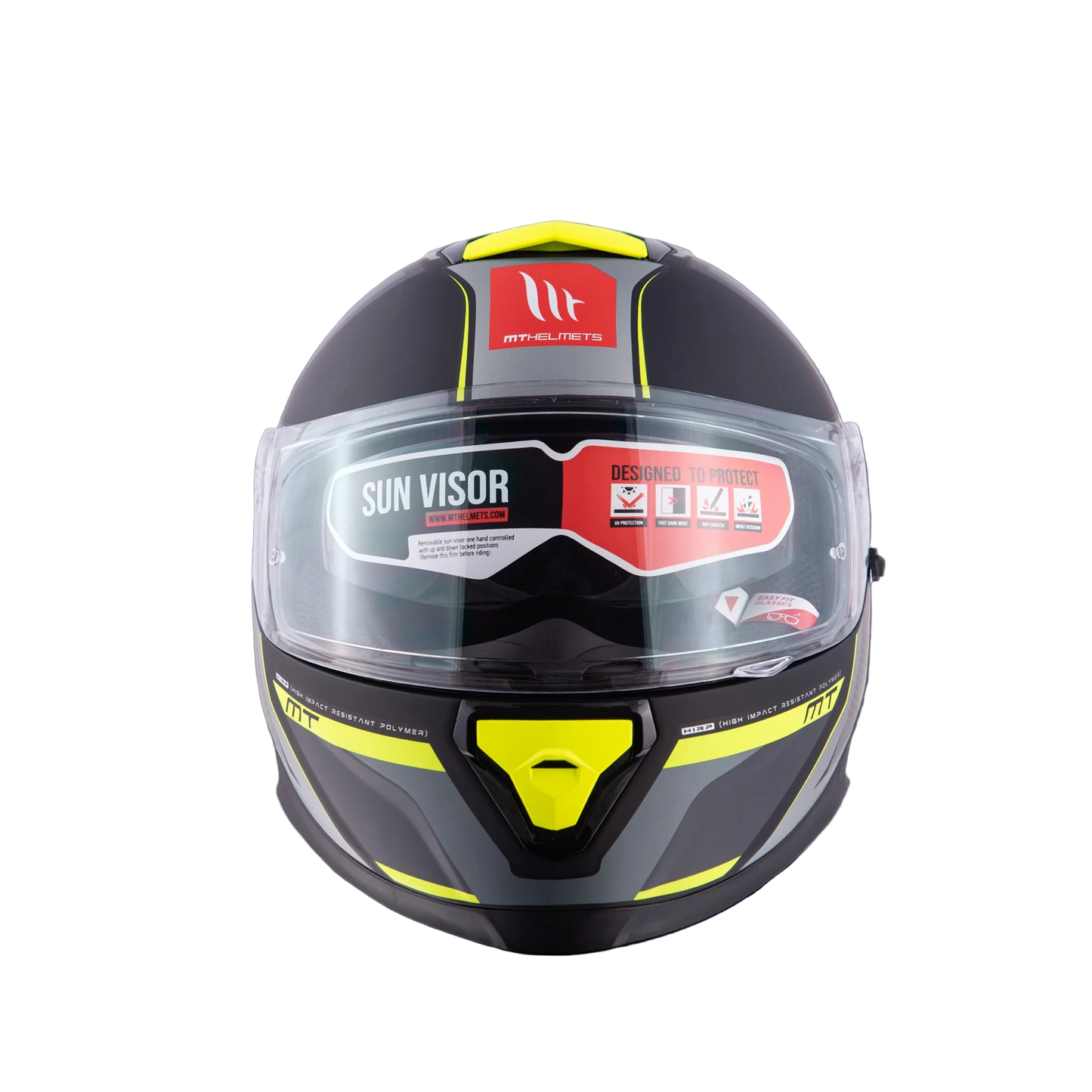 MT Thunder 3 SV Spoiler Nova B62 Matt Black Grey Neon Yellow Helmet
