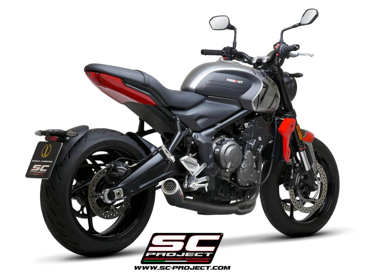 SC Project CR-T Carbon With Stoneguard Grid Full Exhaust System for Triumph Trident 660 (2021-22)