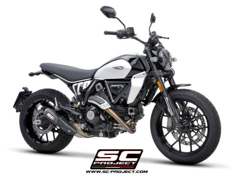 SC Project Exhaust Cr-t Carbon with Stoneguard Grid for Ducati Scrambler 800 (2025)