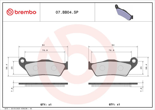 BREMBO SP BRAKE PAD 07BB04SP
