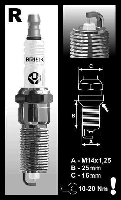 BRISK Silver Racing Spark Plug for Chevy Beat / Enjoy / Sail & Fiat Linea (MPI) – (BR14YS)