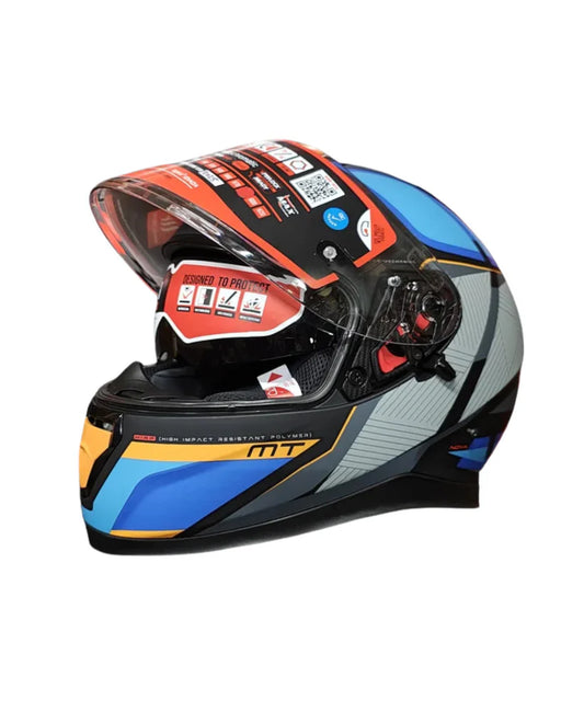 MT Thunder 3 SV Pro Nova B2 Helmet - Matt Grey Blue Orange