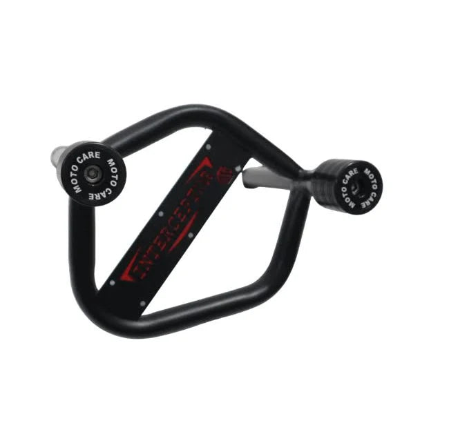 Motocare interceptor with plate crash guard