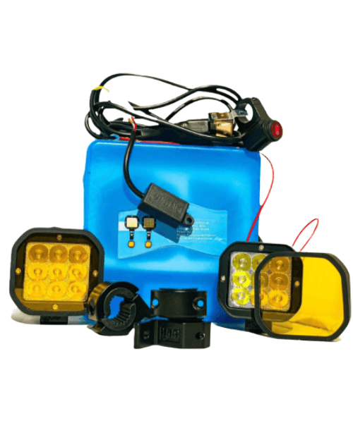 HJG Square 9 LED Fog Light 60W with Wiring Harness and Mounts