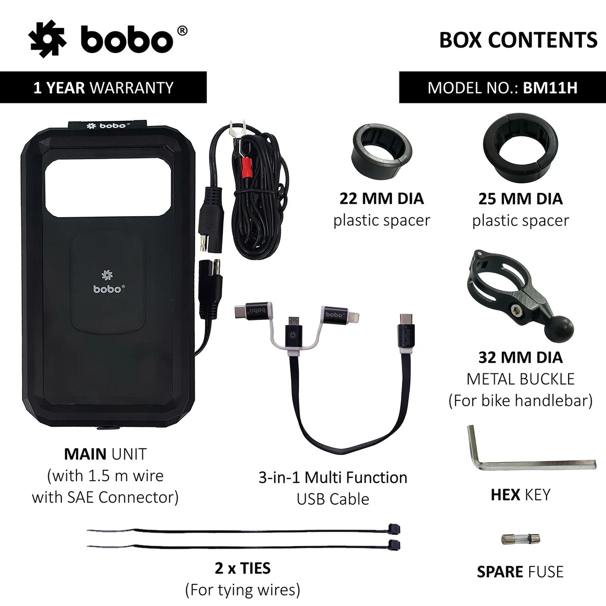 BOBO BM11H - Waterproof Handlebar (With Charger)