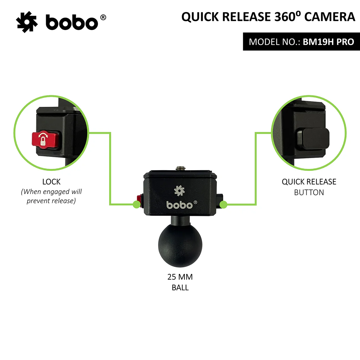 BOBO BM19H PRO - 360 Degree Camera Mount