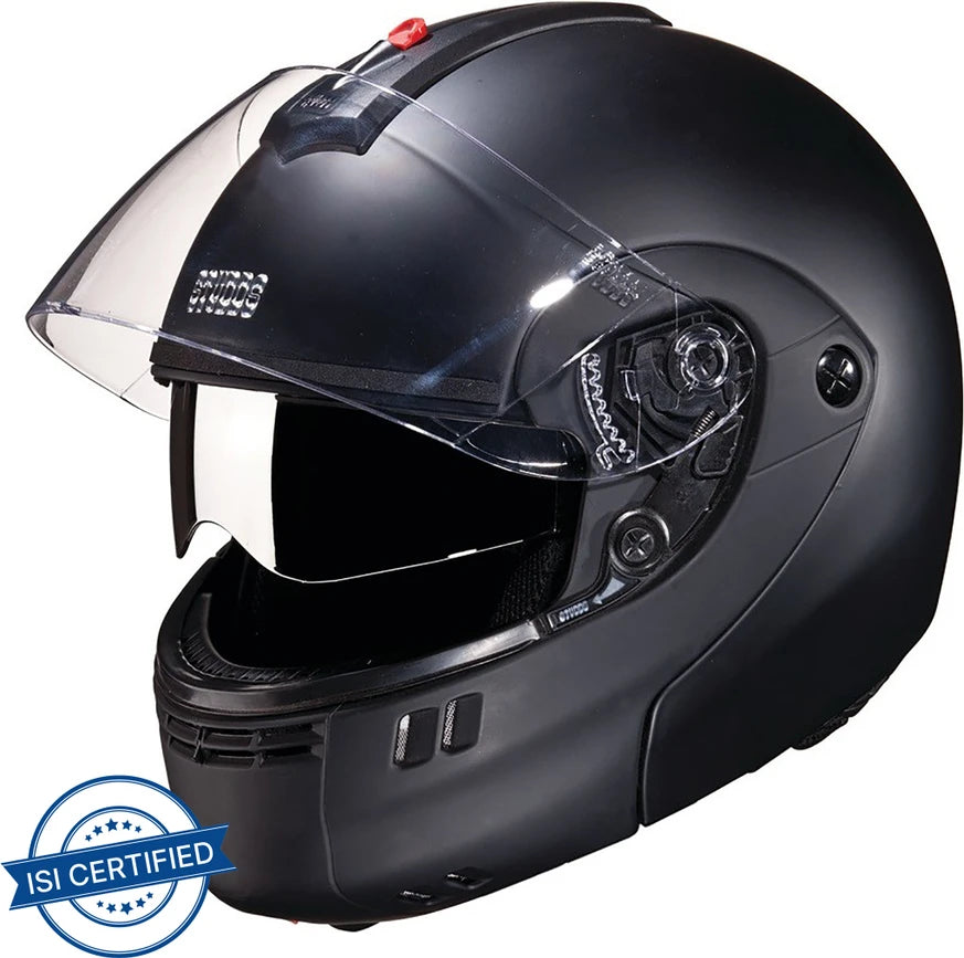 Studds NINJA 3G Flip Up Full Face Helmet with Double Visor Matt Black