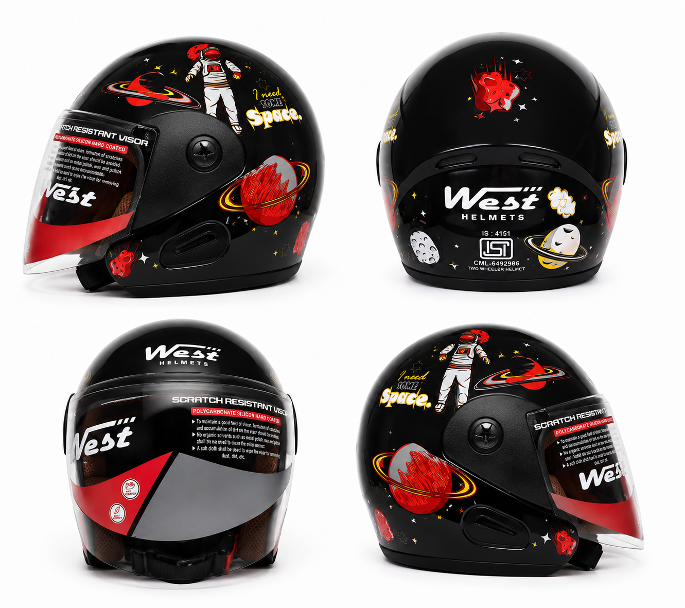 WEST HELMETS FRENZY O/F SPACE BLACK GLOSS