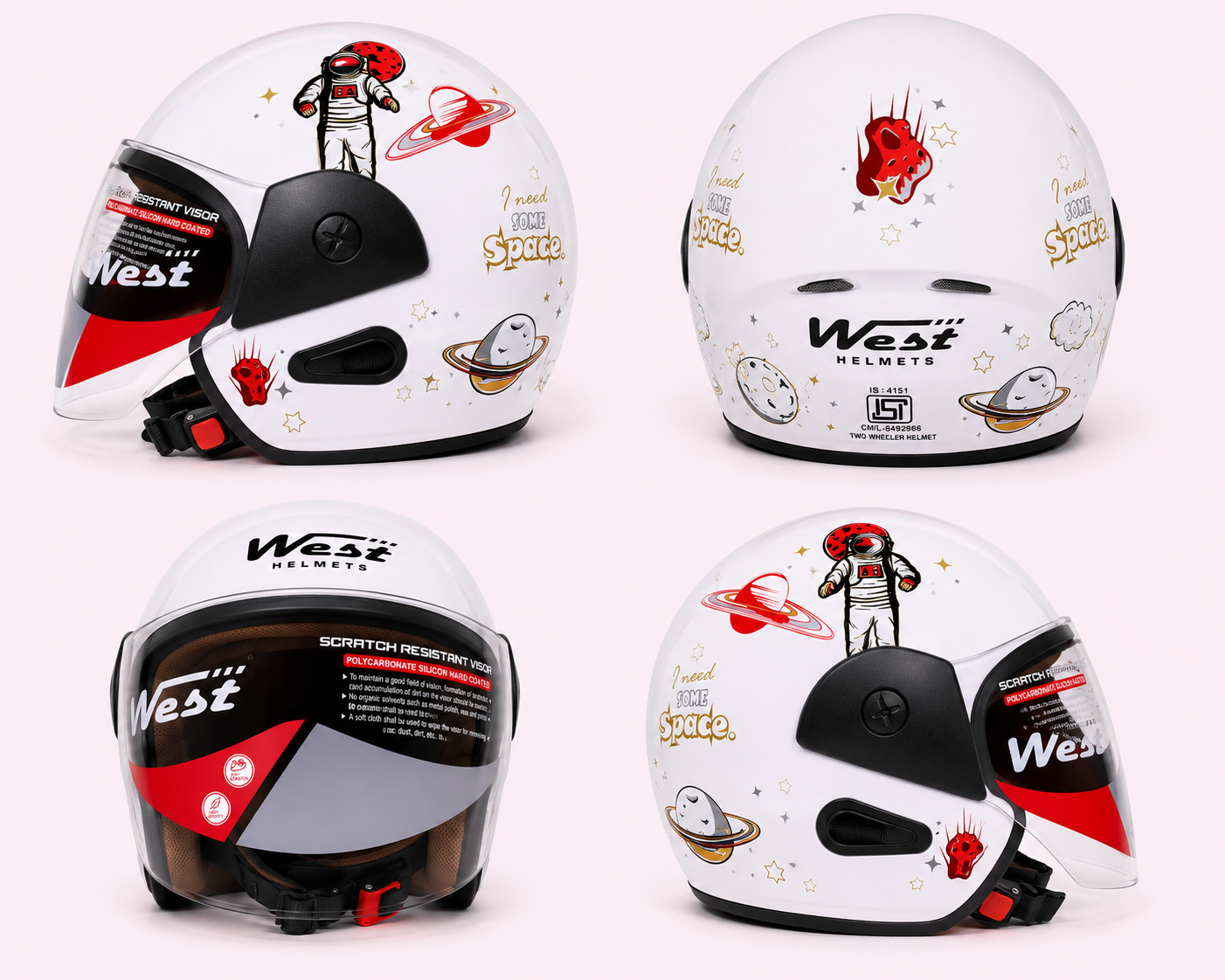 WEST HELMETS FRENZY O/F SPACE WHITE RED GLOSS