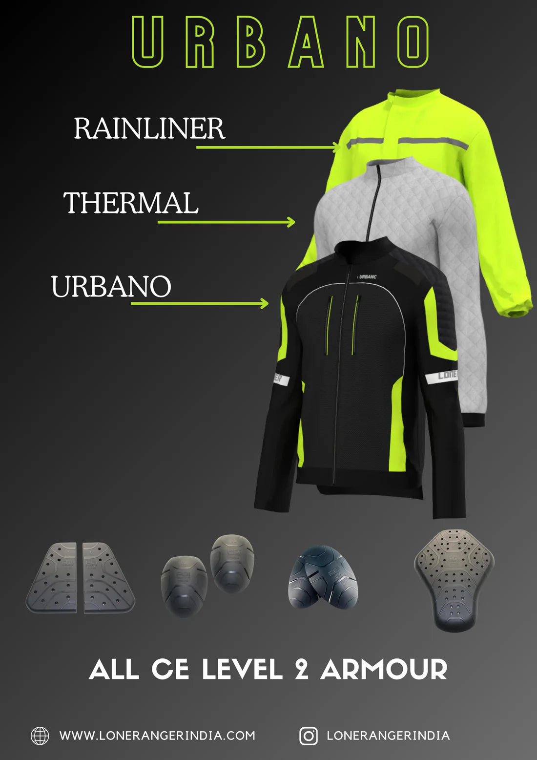 LONE RANGER URBANO RIDING JACKET BLACK ORANGE