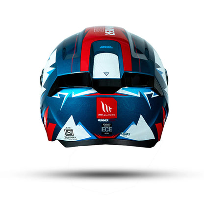 MT Hummer B Shine Gloss White Blue Red C7 Helmet