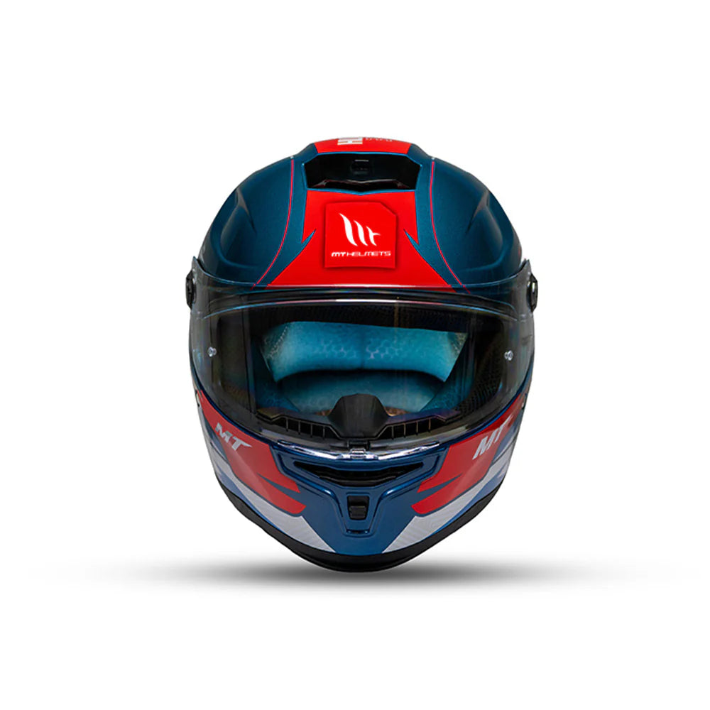 MT Hummer B Shine Gloss White Blue Red C7 Helmet