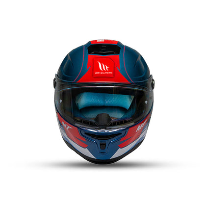 MT Hummer B Shine Gloss White Blue Red C7 Helmet