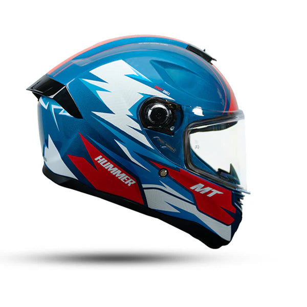 MT Hummer B Shine Gloss White Blue Red C7 Helmet
