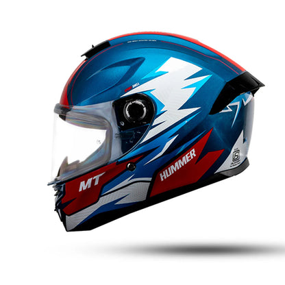 MT Hummer B Shine Gloss White Blue Red C7 Helmet