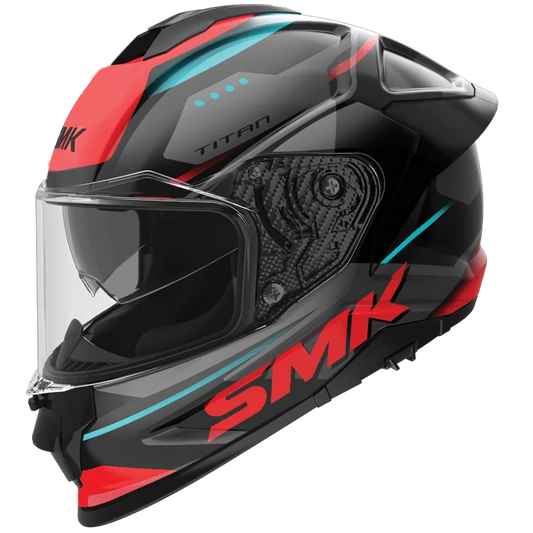 TITAN SPORTER Glossy Black Red Helmet GL235