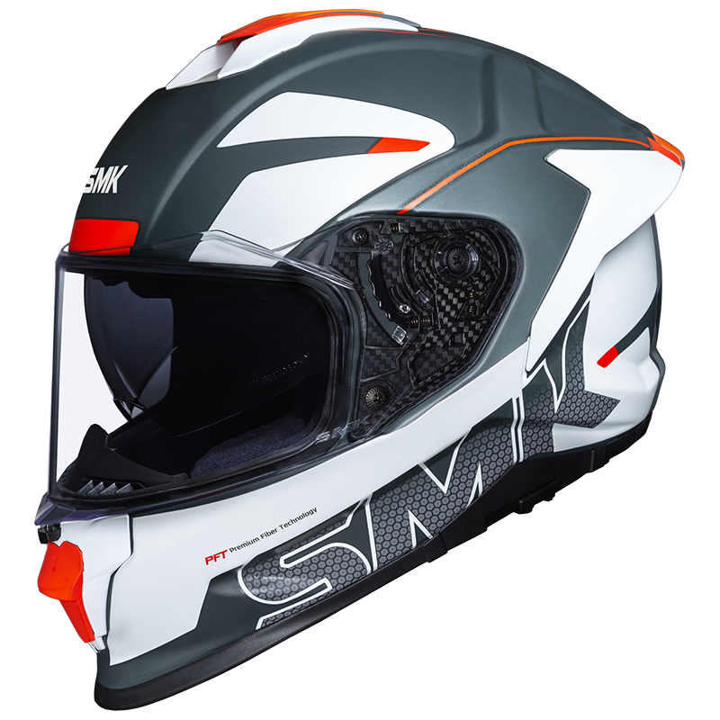 SMK Titan Firefly Matt Grey White Red (MA613) Helmet
